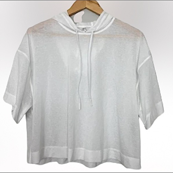 Athleta Women’s White Vapor Workout Pullover Hooded Tee Size Large. - Picture 2 of 7